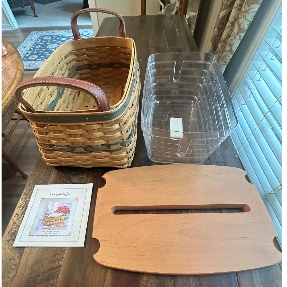 Longaberger 2002 Christmas Collection Traditions Basket Lid & Protector Set
